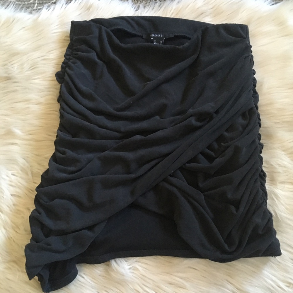 Forever 21 wrap mini skirt gray black size XS Extra Small 0 2